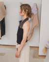 BASERANGE France organic cotton Nehru lace patchwork vest camisole BAS-TONT-LA-SP25-BLACK (BROWN)